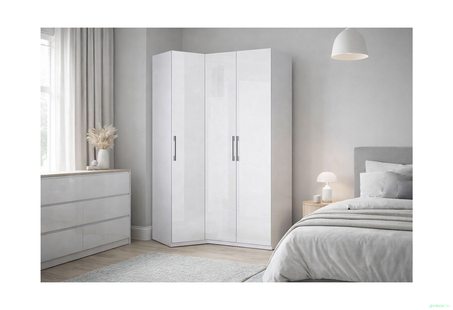 Изображение 2 - Шкаф МироМарк Фемили угловая 3-дверная 100х148 см Белый, серия Н