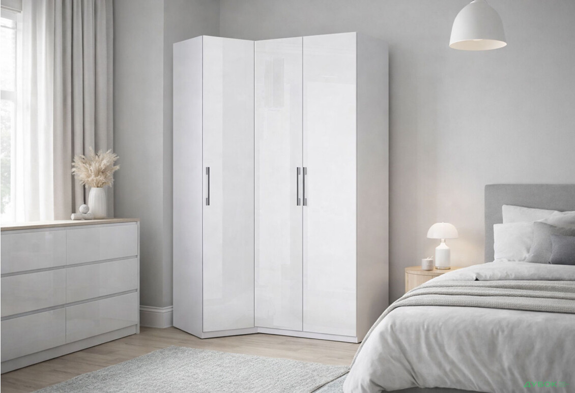 Изображение 2 - Шкаф МироМарк Фемили угловая 3-дверная 100х148 см Белый, серия Н