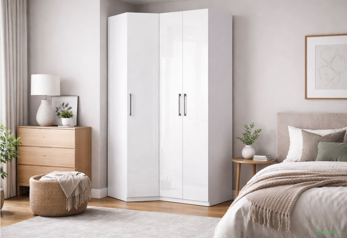 Изображение 3 - Шкаф МироМарк Фемили угловая 3-дверная 100х148 см Белый, серия Н