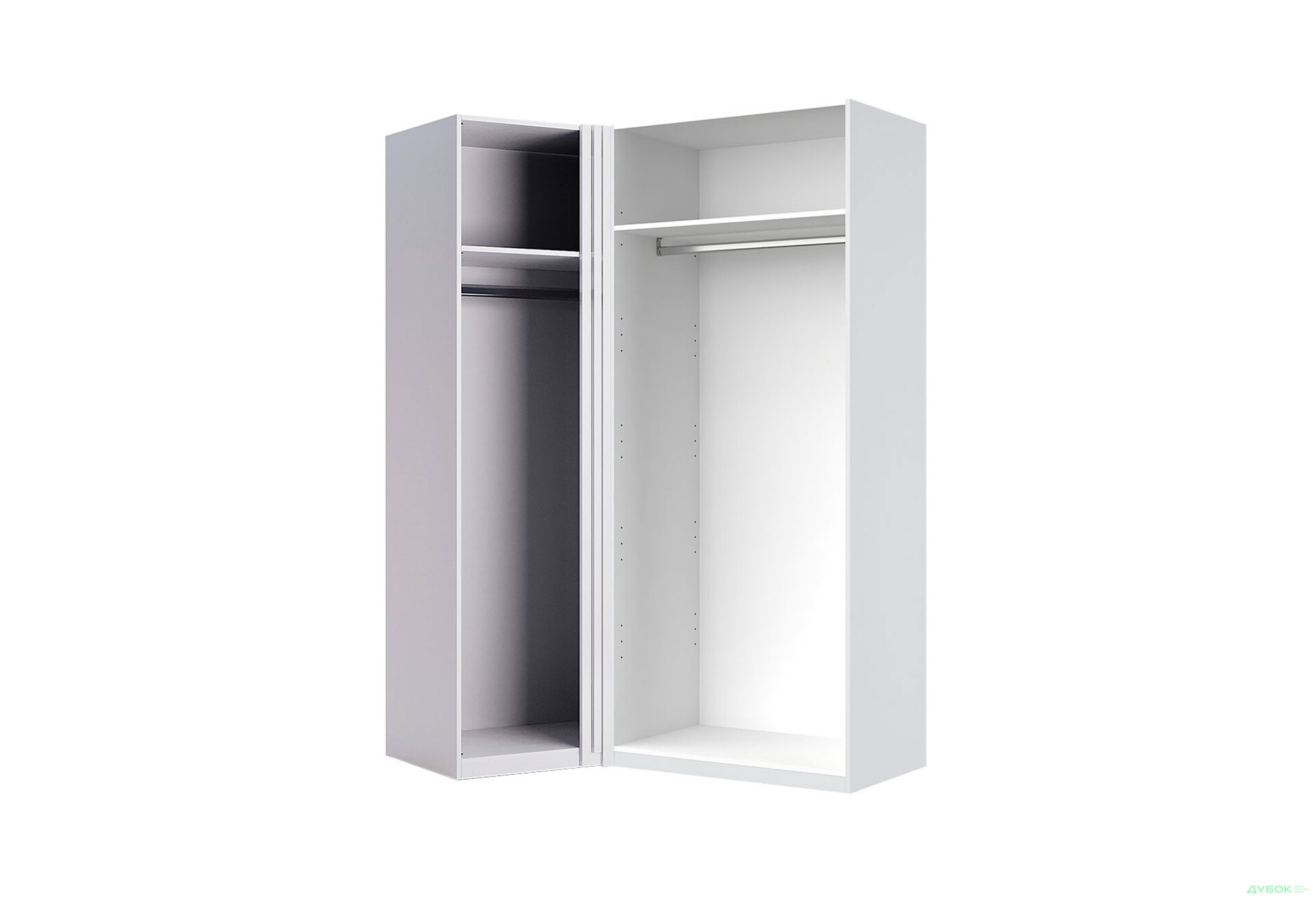 Шафа MiroMark Фемілі кутова 3-дверна 100х148 см Біла, серія Н - Зображення 2 Зображення 2 - Шафа MiroMark Фемілі кутова 3-дверна 100х148 см Біла, серія Н