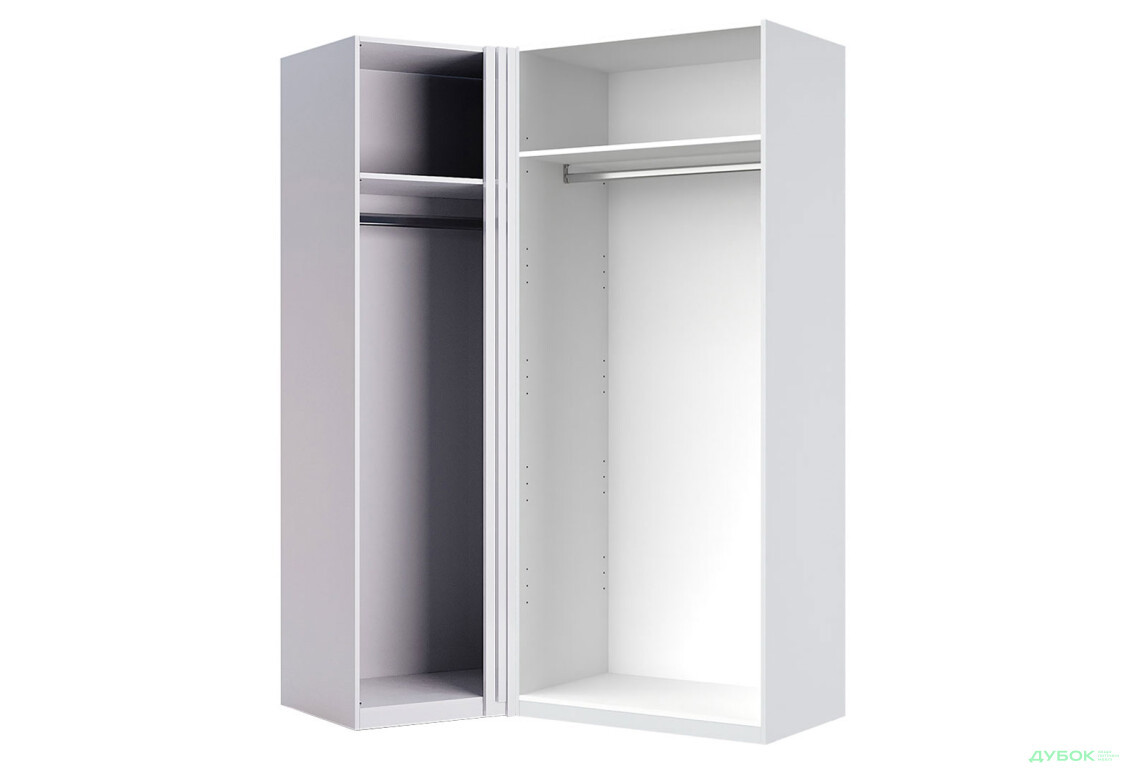 Шафа MiroMark Фемілі кутова 3-дверна 100х148 см Біла, серія Н - Зображення 2 Зображення 2 - Шафа MiroMark Фемілі кутова 3-дверна 100х148 см Біла, серія Н