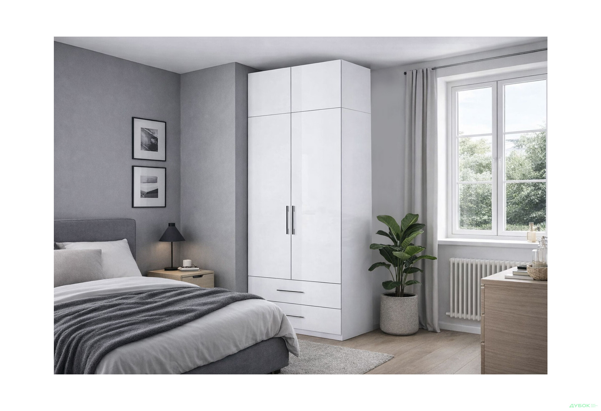 Изображение 2 - Шкаф МироМарк Фемили 2-дверный с антресолью с 2 ящиками 90 см Белый, серия Н