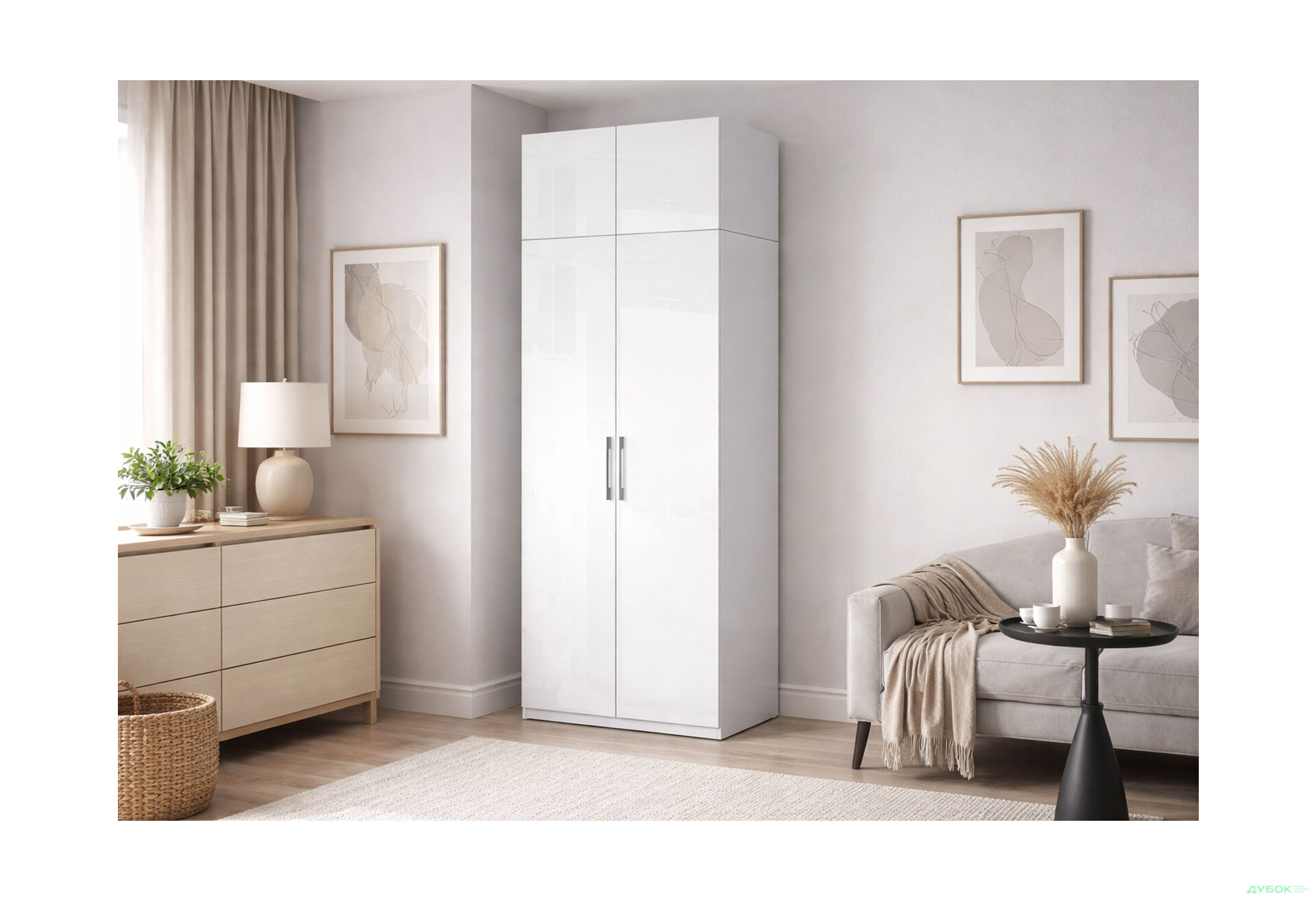 Изображение 2 - Шкаф МироМарк Фемили 2-дверный с антресолью 90 см Белый, серия Н