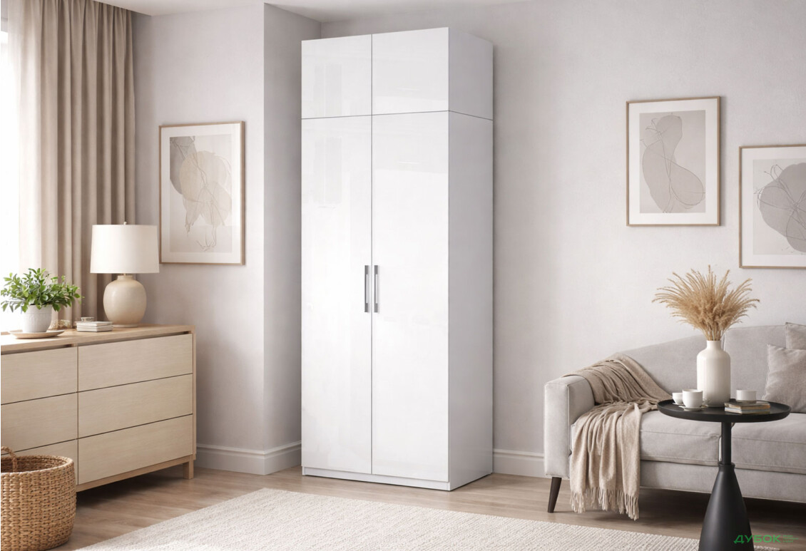 Изображение 2 - Шкаф МироМарк Фемили 2-дверный с антресолью 90 см Белый, серия Н