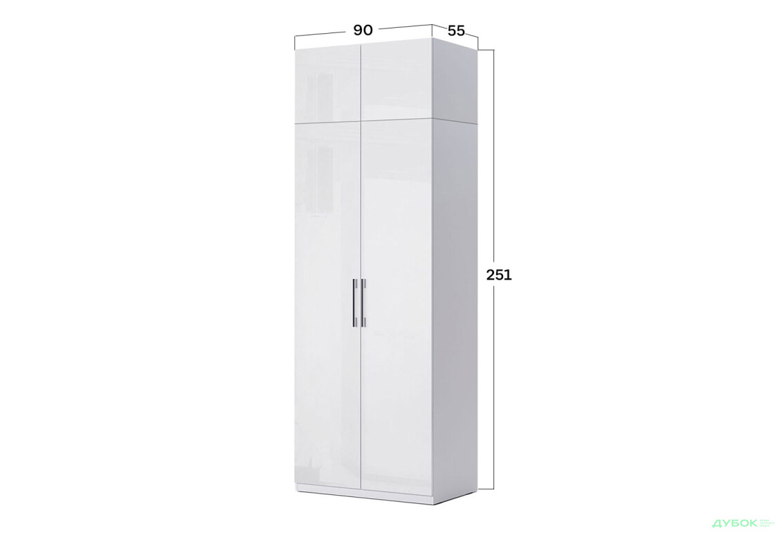 Шафа MiroMark Фемілі 2-дверна з антресолею 90 см Біла, серія Н - Зображення 4 Зображення 4 - Шафа MiroMark Фемілі 2-дверна з антресолею 90 см Біла, серія Н