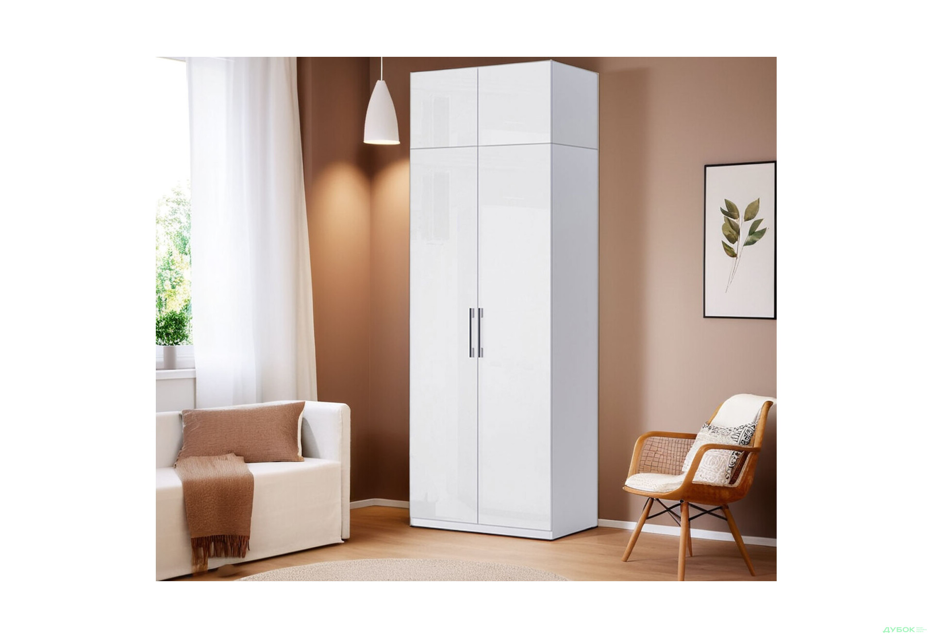 Шафа MiroMark Фемілі 2-дверна з антресолею 90 см Біла, серія Н - Зображення 2 Зображення 2 - Шафа MiroMark Фемілі 2-дверна з антресолею 90 см Біла, серія Н