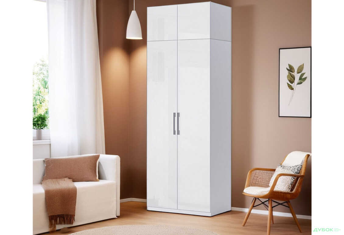 Шафа MiroMark Фемілі 2-дверна з антресолею 90 см Біла, серія Н - Зображення 2 Зображення 2 - Шафа MiroMark Фемілі 2-дверна з антресолею 90 см Біла, серія Н