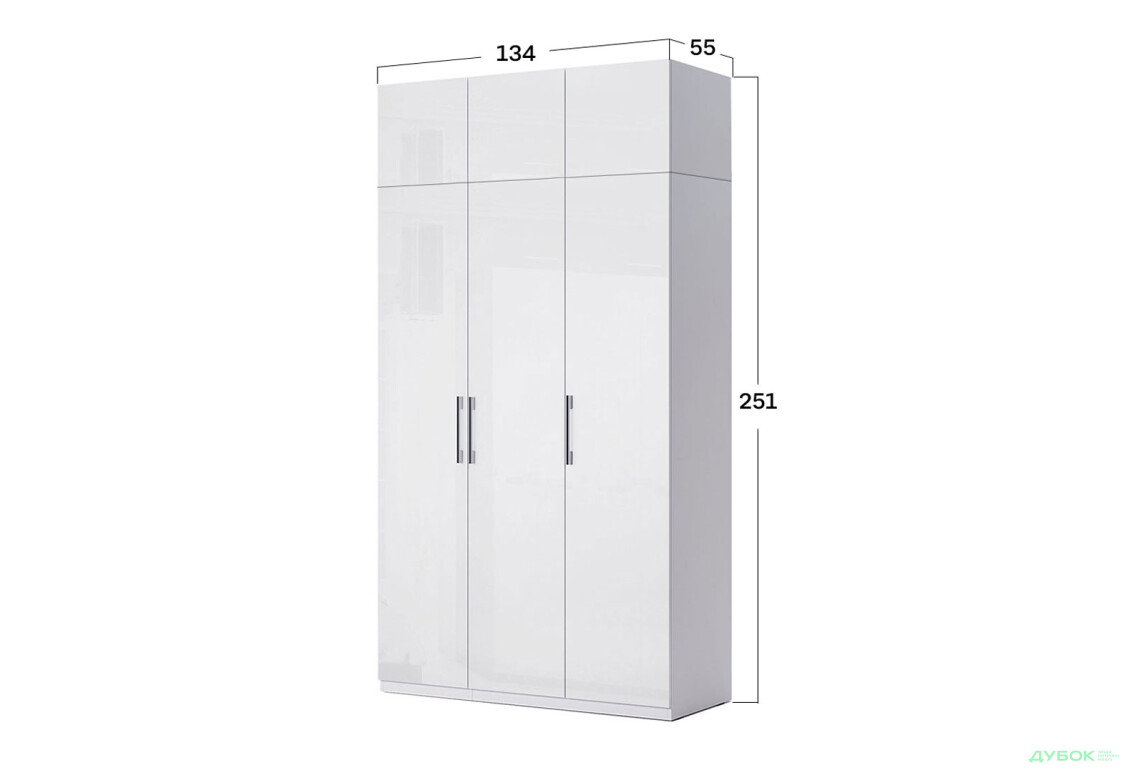 Шкаф МироМарк Фемили 3-дверный с антресолью 134 см Белый, серия Н - Изображение 4 Изображение 4 - Шкаф МироМарк Фемили 3-дверный с антресолью 134 см Белый, серия Н