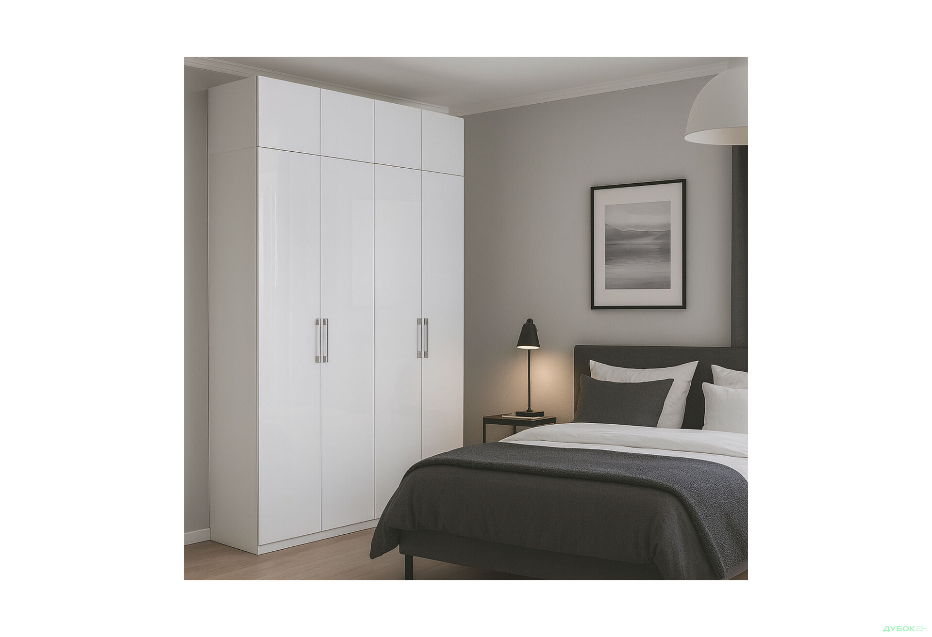 Шафа MiroMark Фемілі 4-дверна з антресолею 179 см Біла, серія Н - Зображення 2 Зображення 2 - Шафа MiroMark Фемілі 4-дверна з антресолею 179 см Біла, серія Н