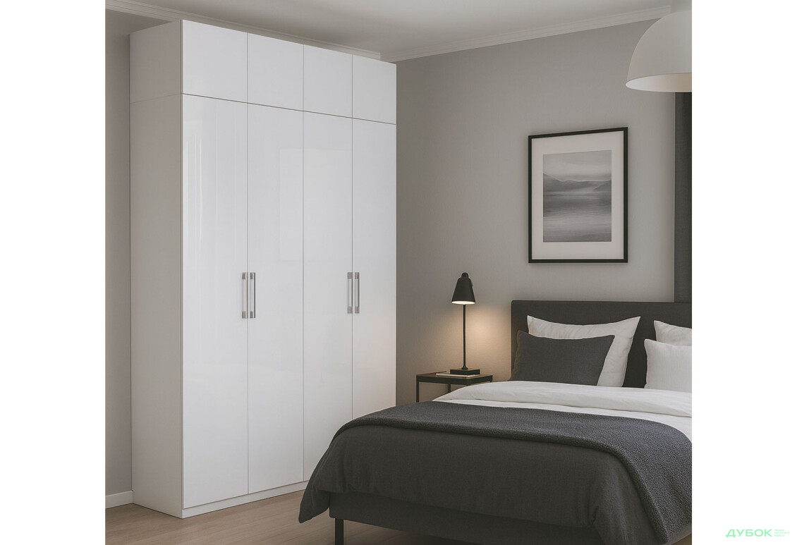 Зображення 2 - Шафа MiroMark Фемілі 4-дверна з антресолею 179 см Біла, серія Н