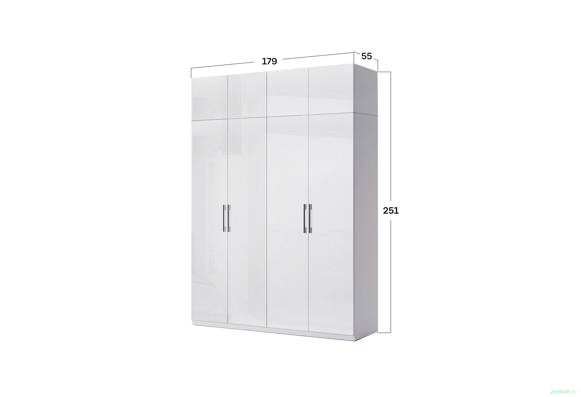 Шафа MiroMark Фемілі 4-дверна з антресолею 179 см Біла, серія Н - Зображення 4 Зображення 4 - Шафа MiroMark Фемілі 4-дверна з антресолею 179 см Біла, серія Н