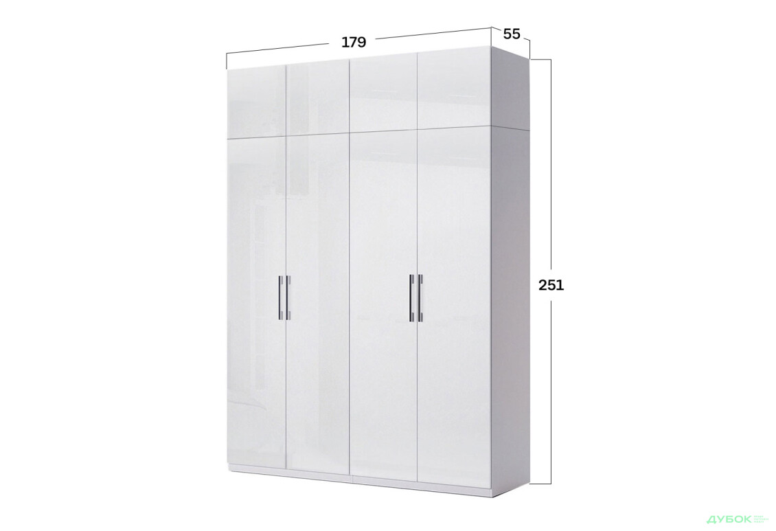 Шафа MiroMark Фемілі 4-дверна з антресолею 179 см Біла, серія Н - Зображення 4 Зображення 4 - Шафа MiroMark Фемілі 4-дверна з антресолею 179 см Біла, серія Н
