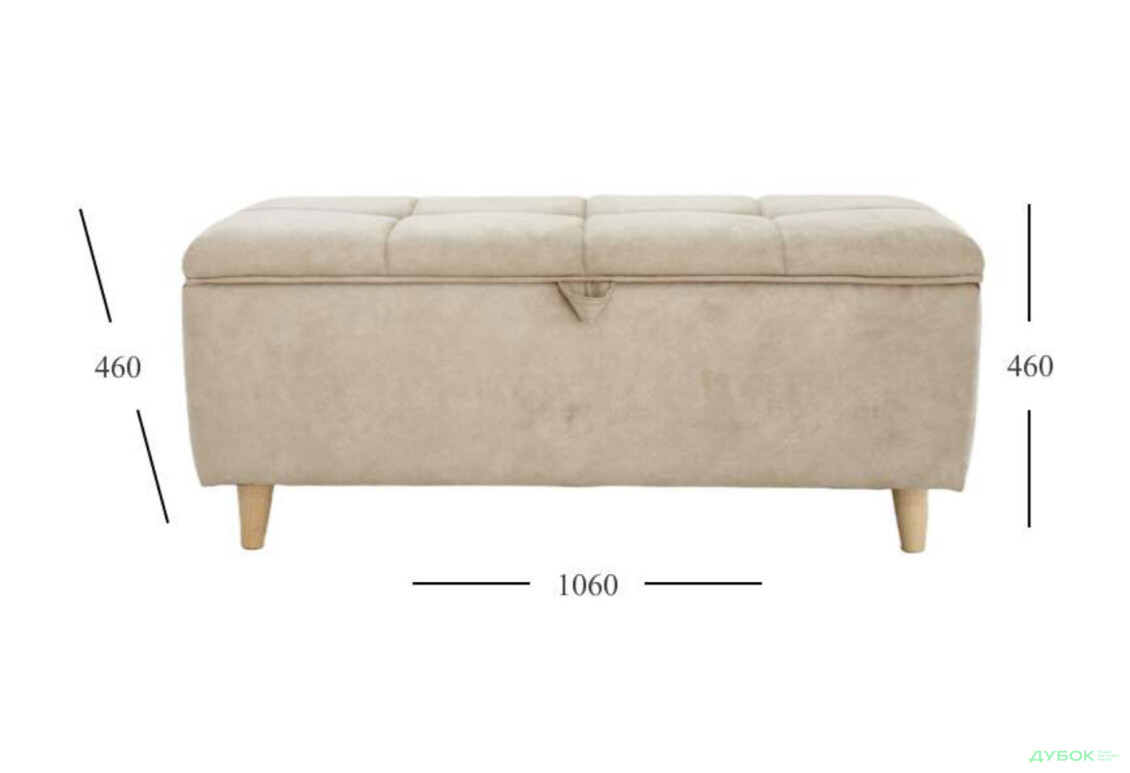 Пуф UMa Бенефіт 106x46 см, бежевий (Крокус 07) - Зображення 5 Зображення 5 - Пуф UMa Бенефіт 106x46 см, бежевий (Крокус 07)