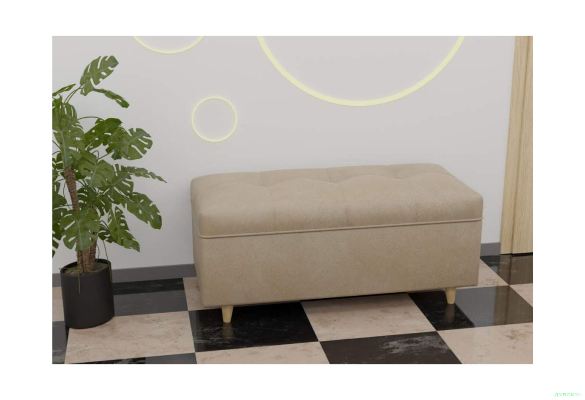 Пуф UMa Бенефіт 106x46 см, бежевий (Крокус 07) - Зображення 2 Зображення 2 - Пуф UMa Бенефіт 106x46 см, бежевий (Крокус 07)