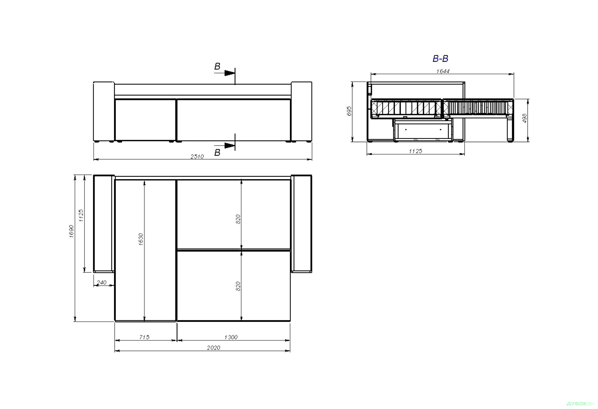 Изображение 17 - Мягкий уголок Kredens furniture Фрейм 252х169 см, ткань серая