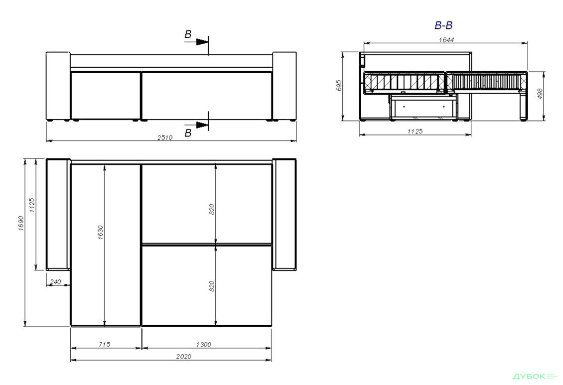 Изображение 17 - Мягкий уголок Kredens furniture Фрейм 252х169 см, ткань серая