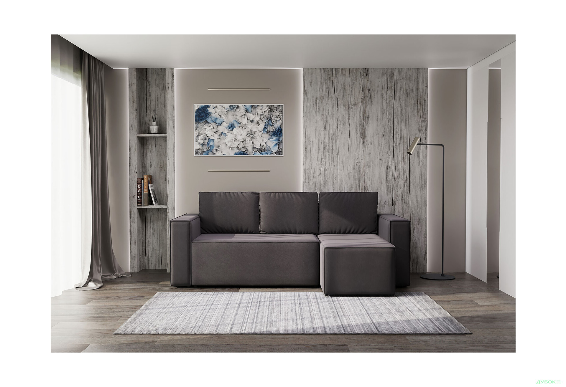 Изображение 2 - Мягкий уголок Kredens furniture Фрейм 252х169 см, ткань серая