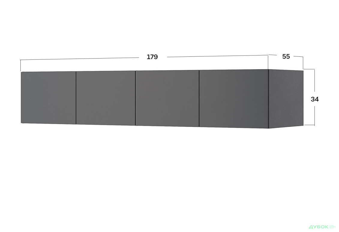 Зображення 3 - Антресоль MiroMark Doni / Доні 4дв 179.2 см, графіт
