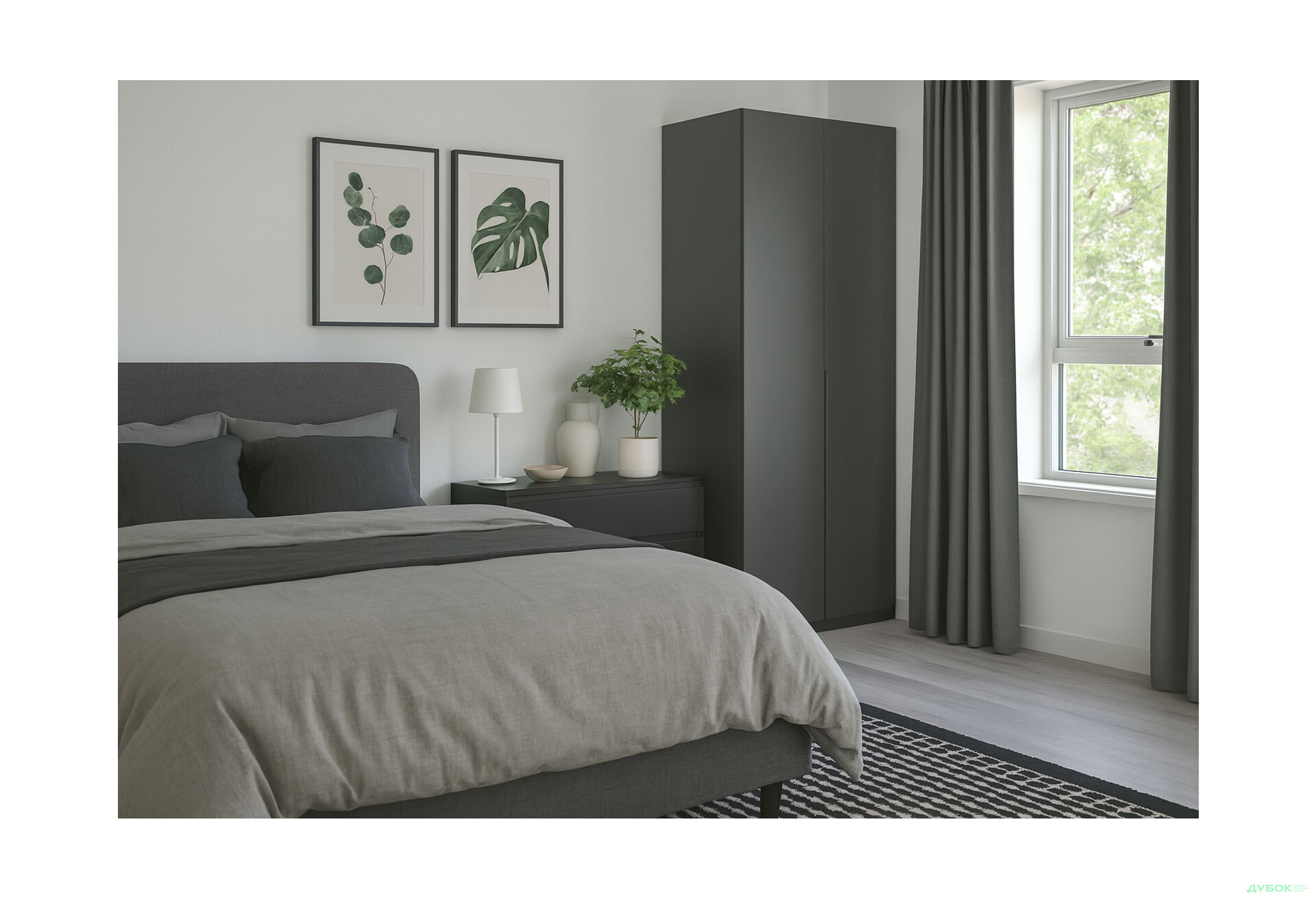 Шафа MiroMark Doni / Доні 2-дверна 90 см, графіт серія Н - Зображення 2 Зображення 2 - Шафа MiroMark Doni / Доні 2-дверна 90 см, графіт серія Н