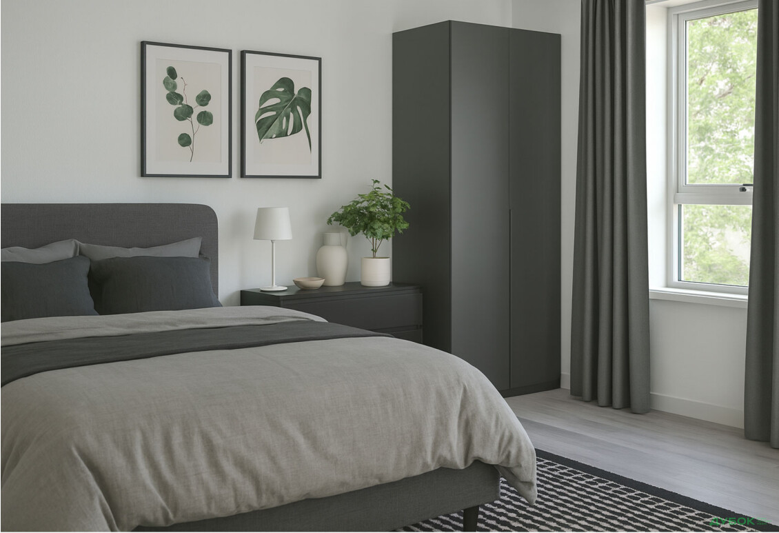 Зображення 2 - Шафа MiroMark Doni / Доні 2-дверна 90 см, графіт серія Н