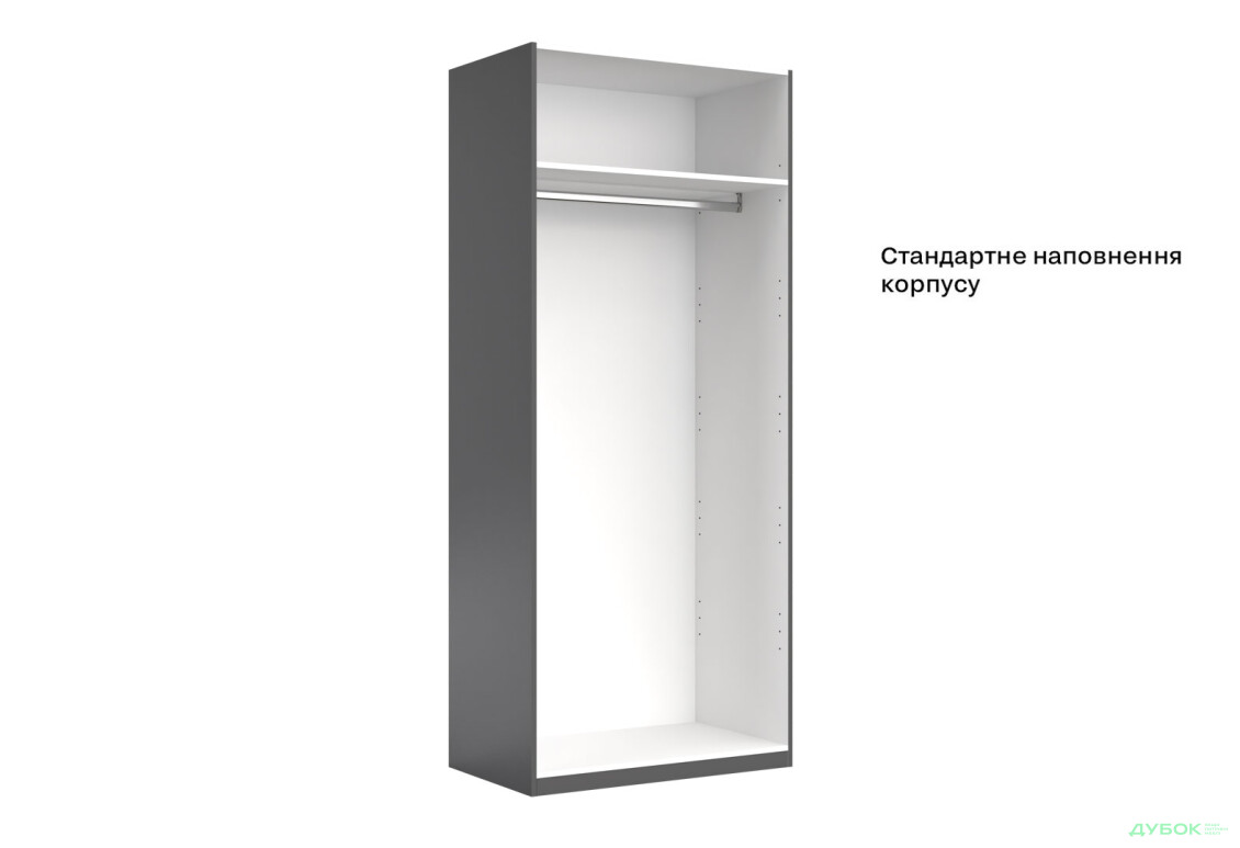 Шафа MiroMark Doni / Доні 2-дверна 90 см, графіт серія Н - Зображення 5 Зображення 5 - Шафа MiroMark Doni / Доні 2-дверна 90 см, графіт серія Н