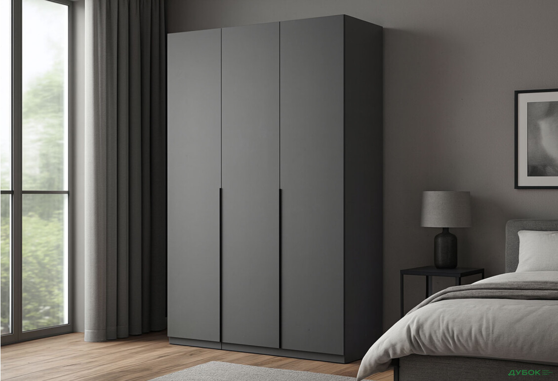 Зображення 2 - Шафа MiroMark Doni / Доні 3-дверна 134 см, графіт серія Н