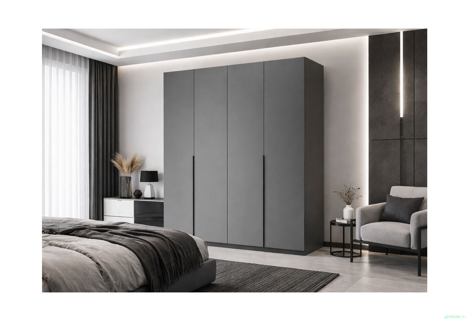 Изображение 2 - Шкаф МироМарк Doni / Дони 4-хдверный 179 см, графит серия Н