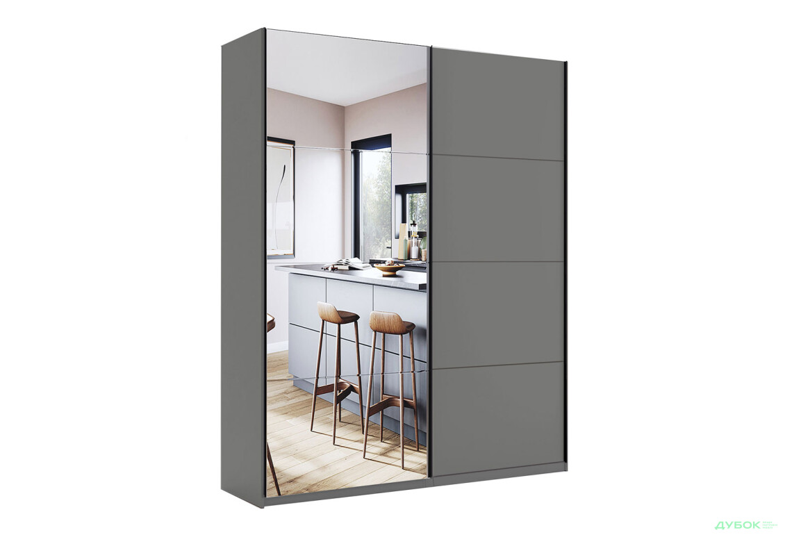 Шкаф-купе МироМарк Doni / Дони 2-хдверный с зеркалом 150 см, графит серия Н - Изображение 1 Изображение 1 - Шкаф-купе МироМарк Doni / Дони 2-хдверный с зеркалом 150 см, графит серия Н