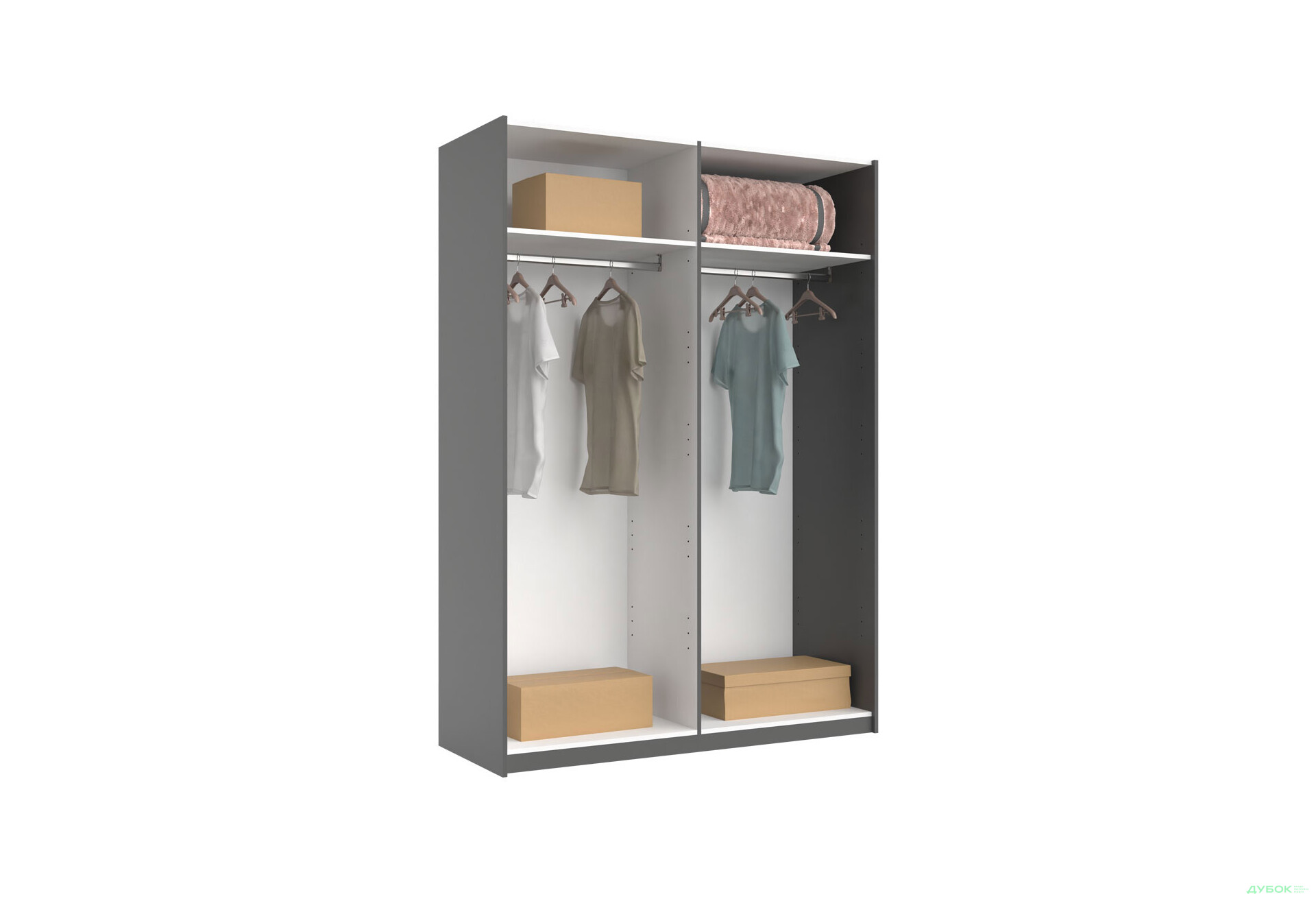 Шкаф-купе МироМарк Doni / Дони 2-хдверный с зеркалом 150 см, графит серия Н - Изображение 4 Изображение 4 - Шкаф-купе МироМарк Doni / Дони 2-хдверный с зеркалом 150 см, графит серия Н