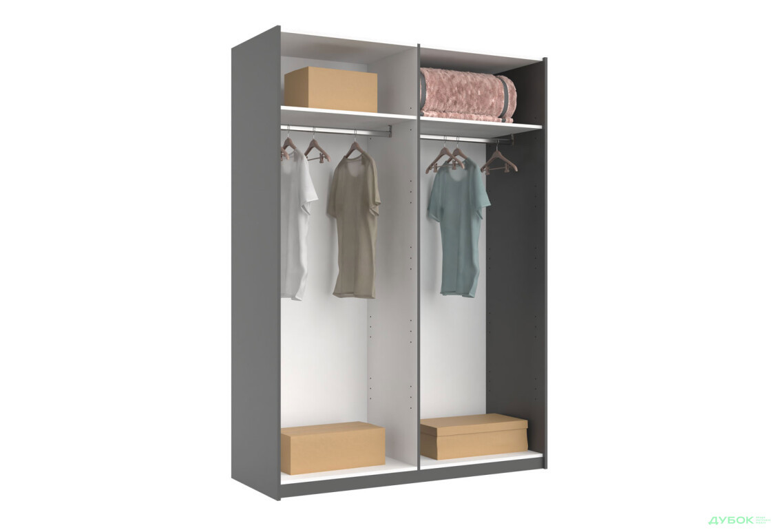 Шкаф-купе МироМарк Doni / Дони 2-хдверный с зеркалом 150 см, графит серия Н - Изображение 4 Изображение 4 - Шкаф-купе МироМарк Doni / Дони 2-хдверный с зеркалом 150 см, графит серия Н