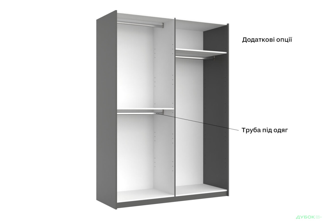Шкаф-купе МироМарк Doni / Дони 2-хдверный с зеркалом 150 см, графит серия Н - Изображение 10 Изображение 10 - Шкаф-купе МироМарк Doni / Дони 2-хдверный с зеркалом 150 см, графит серия Н