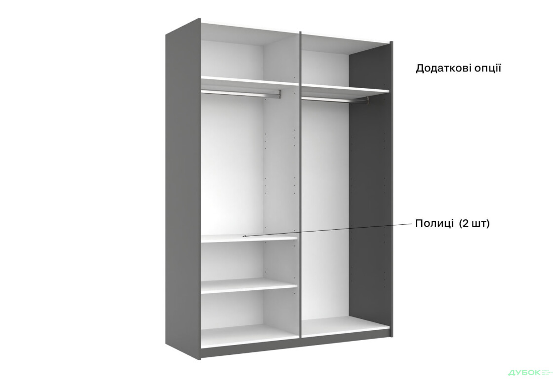 Шкаф-купе МироМарк Doni / Дони 2-хдверный с зеркалом 150 см, графит серия Н - Изображение 12 Изображение 12 - Шкаф-купе МироМарк Doni / Дони 2-хдверный с зеркалом 150 см, графит серия Н