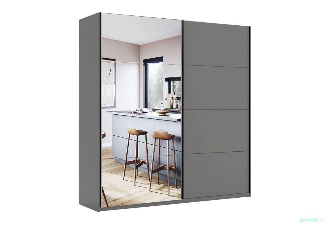 Шафа-купе MiroMark Doni / Доні 2-дверна із дзеркалом 200 см, графіт серія Н - Зображення 1 Зображення 1 - Шафа-купе MiroMark Doni / Доні 2-дверна із дзеркалом 200 см, графіт серія Н