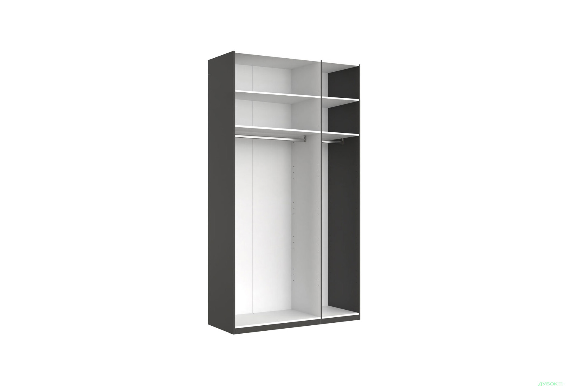 Шафа MiroMark Doni / Доні 3-дверна з антресолею 134 см, графіт серія Н - Зображення 3 Зображення 3 - Шафа MiroMark Doni / Доні 3-дверна з антресолею 134 см, графіт серія Н