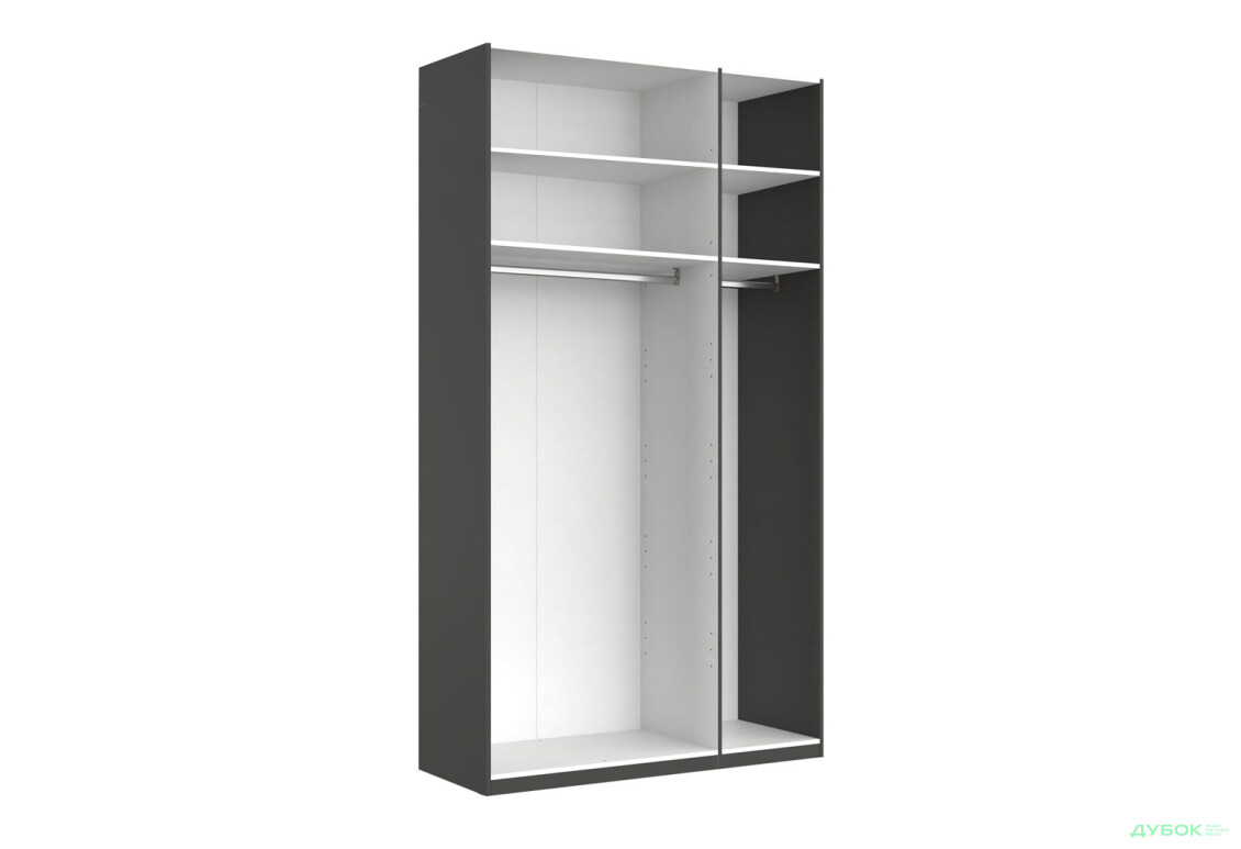 Шафа MiroMark Doni / Доні 3-дверна з антресолею 134 см, графіт серія Н - Зображення 3 Зображення 3 - Шафа MiroMark Doni / Доні 3-дверна з антресолею 134 см, графіт серія Н
