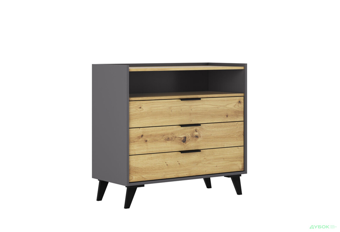 Изображение 3 - Комод Svit Mebliv Камила с 3 ящиками и полкой 90 см, дуб артизан, графит / графит