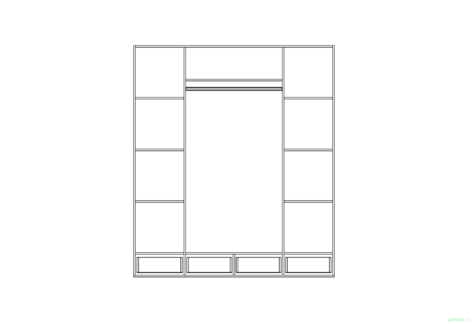Шафа Світ Меблів Каміла 4-дверна з дзеркалом 189 см, дуб артизан, графіт / графіт - Зображення 5 Зображення 5 - Шафа Світ Меблів Каміла 4-дверна з дзеркалом 189 см, дуб артизан, графіт / графіт