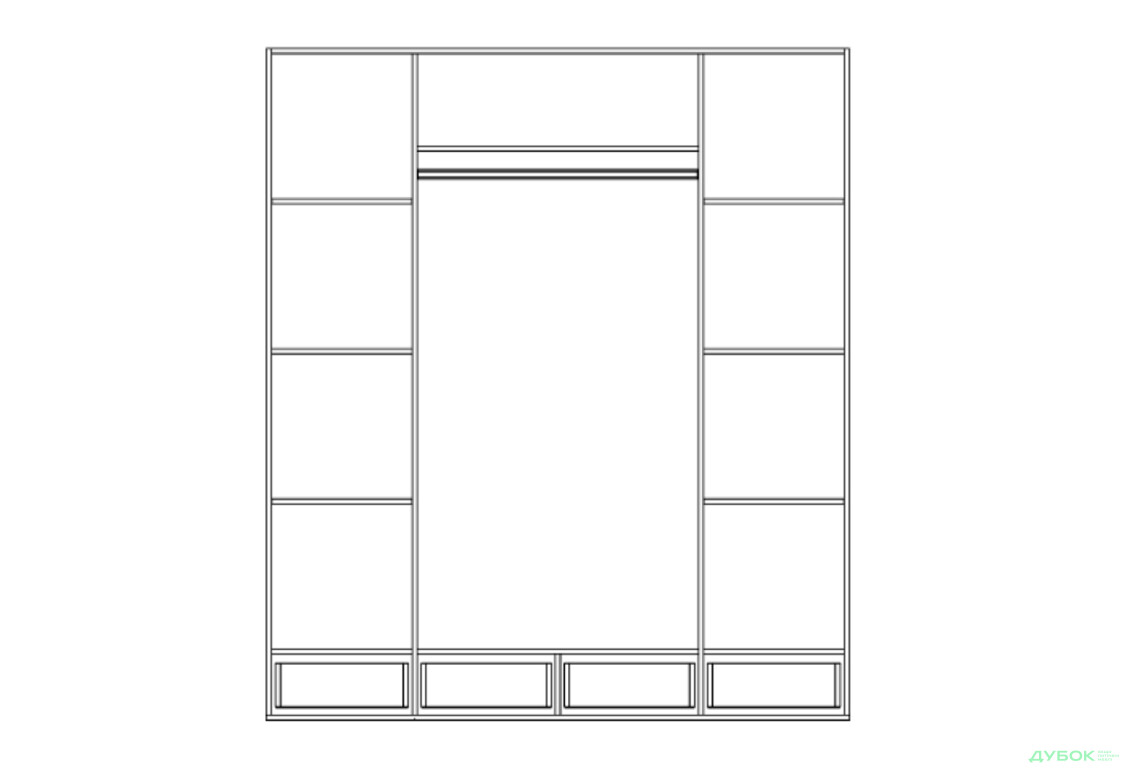 Шафа Світ Меблів Каміла 4-дверна з дзеркалом 189 см, дуб артизан, графіт / графіт - Зображення 5 Зображення 5 - Шафа Світ Меблів Каміла 4-дверна з дзеркалом 189 см, дуб артизан, графіт / графіт