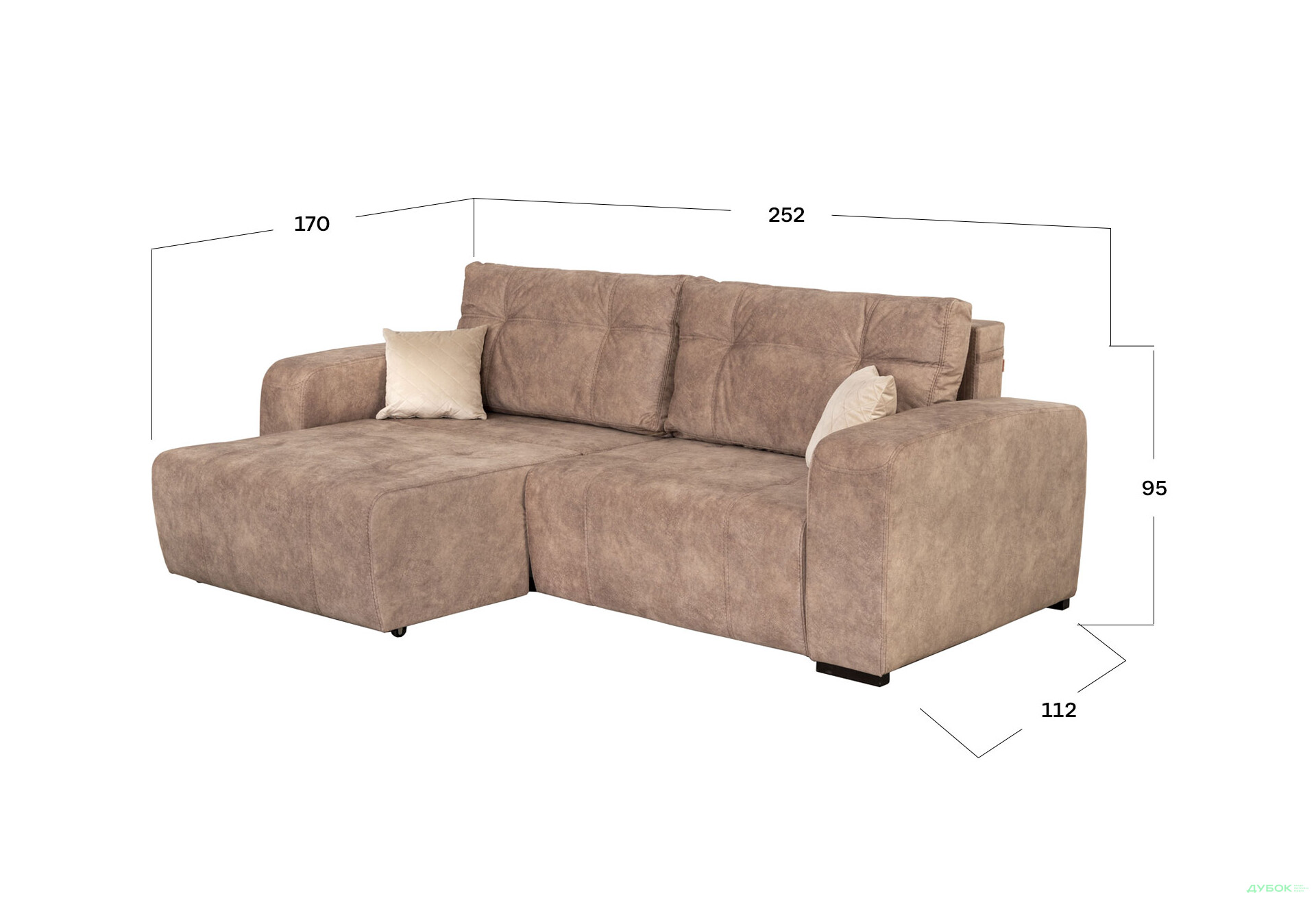 Зображення 4 - Диван Elegant Бенефіт 87 Валенсія 252x112 см, коричневий