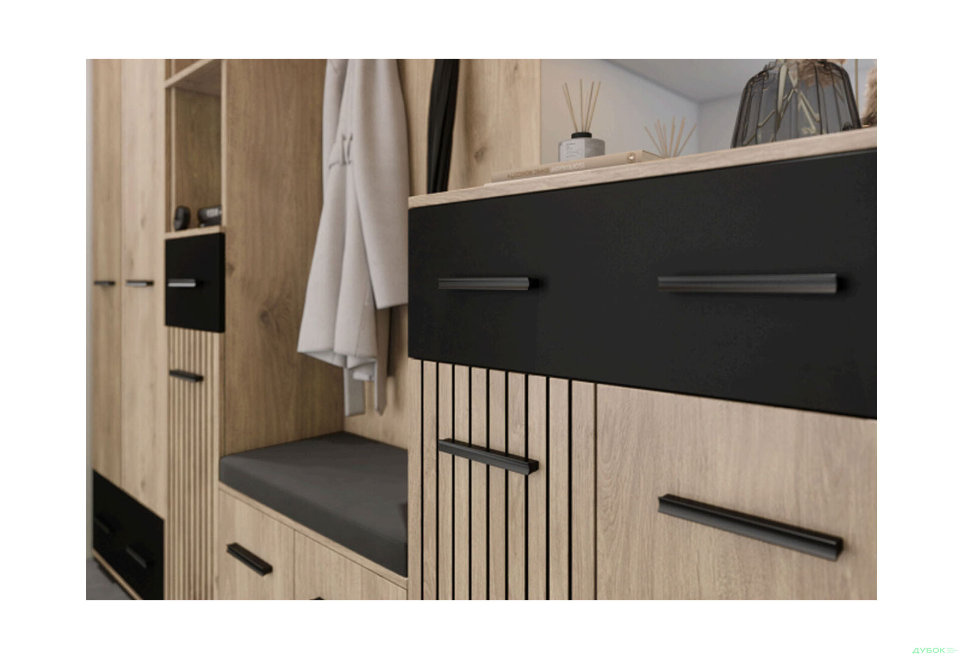 Комод Світ Меблів Амбре з дверцятами і шухлядою 60 см, дуб білий / чорний - Зображення 2 Зображення 2 - Комод Світ Меблів Амбре з дверцятами і шухлядою 60 см, дуб білий / чорний