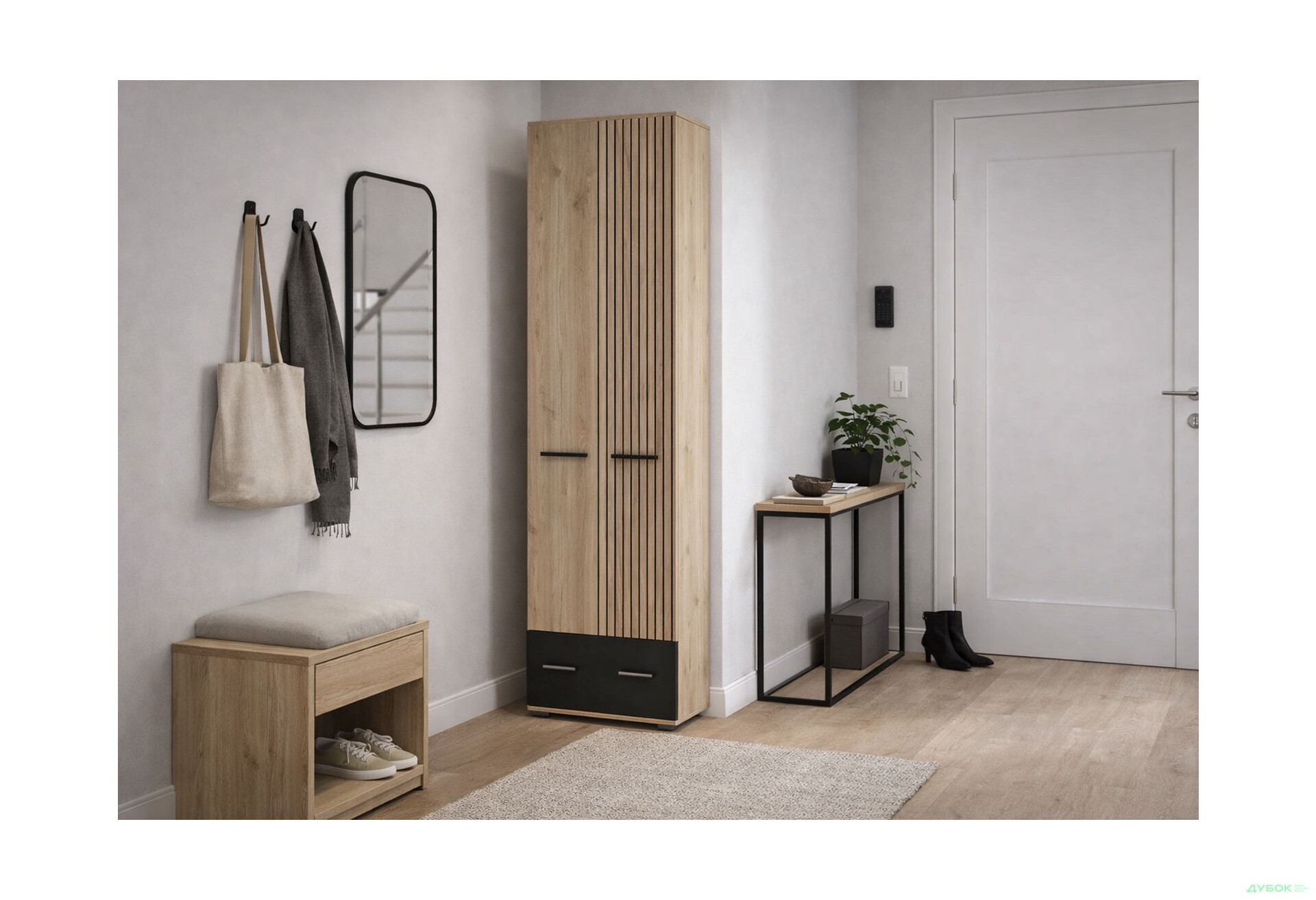 Изображение 2 - Шкаф Svit Mebliv Амбре 2-дверный с ящиком 60 см, дуб белый / черный