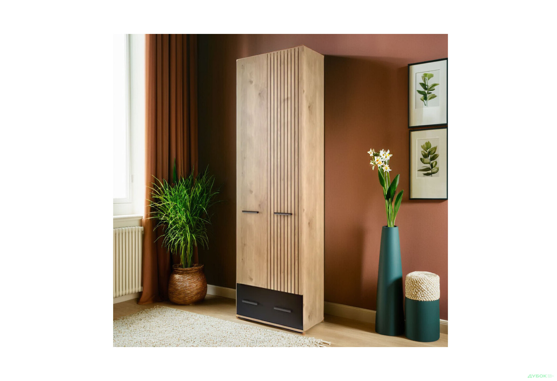 Шафа Світ Меблів Амбре 2-дверна з шухлядою 60 см, дуб білий / чорний - Зображення 2 Зображення 2 - Шафа Світ Меблів Амбре 2-дверна з шухлядою 60 см, дуб білий / чорний