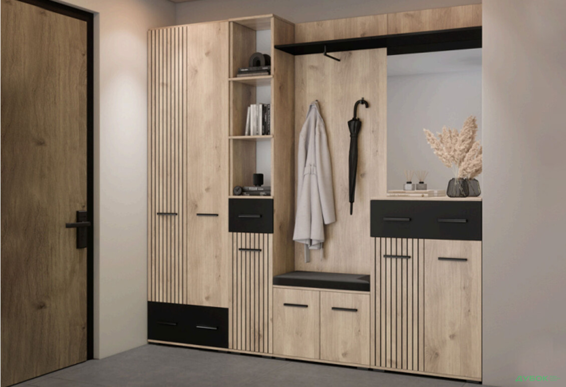 Передпокій Світ Меблів Амбре Комплект 210 см Дуб білий / чорний - Зображення 1 Зображення 1 - Передпокій Світ Меблів Амбре Комплект 210 см Дуб білий / чорний