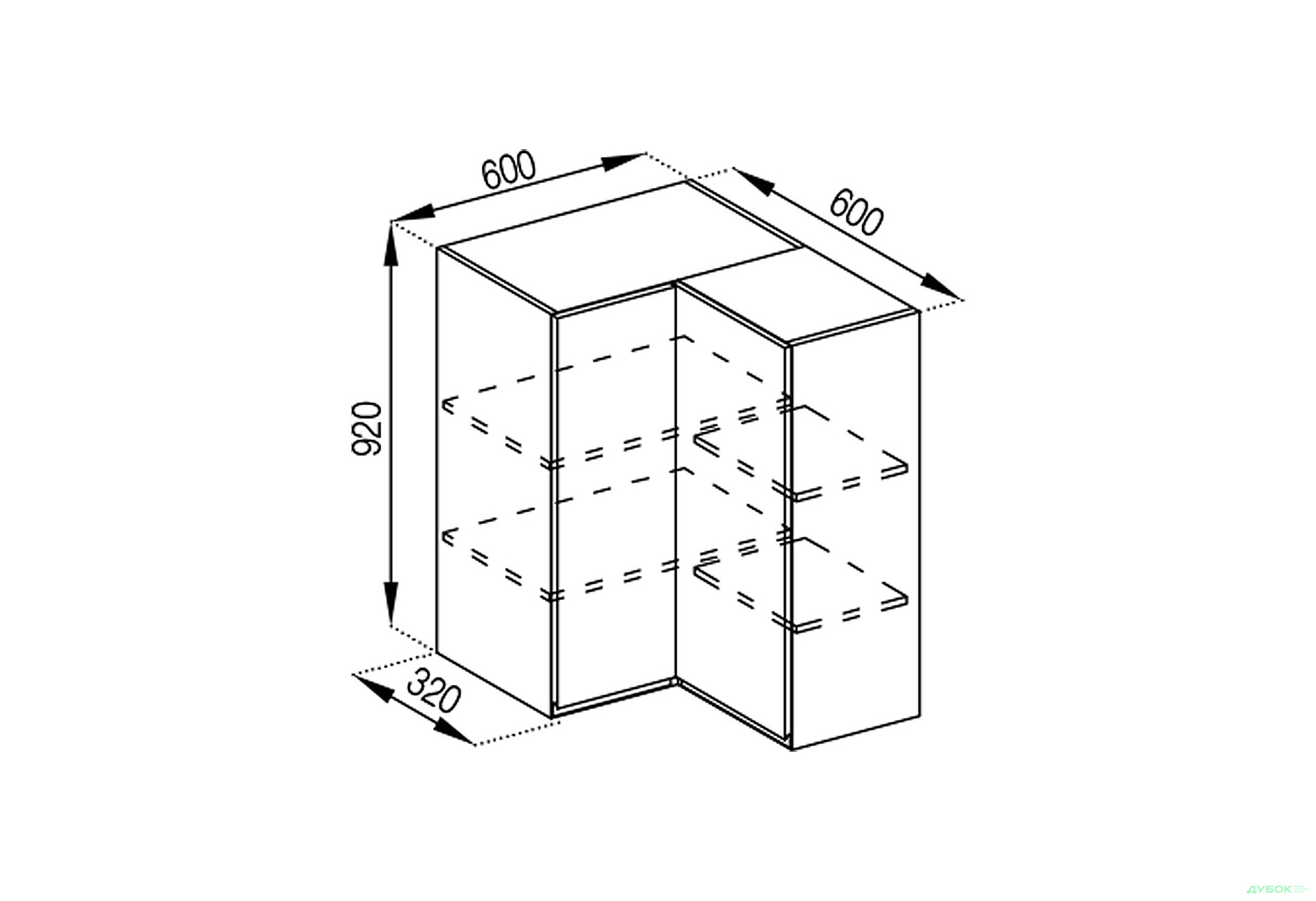 В 60x60 кут прямий (h-920) Тіна Світ Меблів - Зображення 1 Зображення 1 - В 60x60 кут прямий (h-920) Тіна Світ Меблів