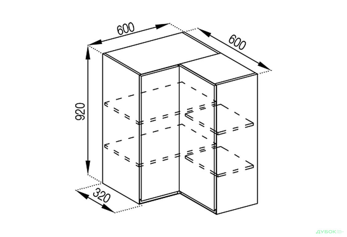 В 60x60 кут прямий (h-920) Тіна Світ Меблів - Зображення 1 Зображення 1 - В 60x60 кут прямий (h-920) Тіна Світ Меблів