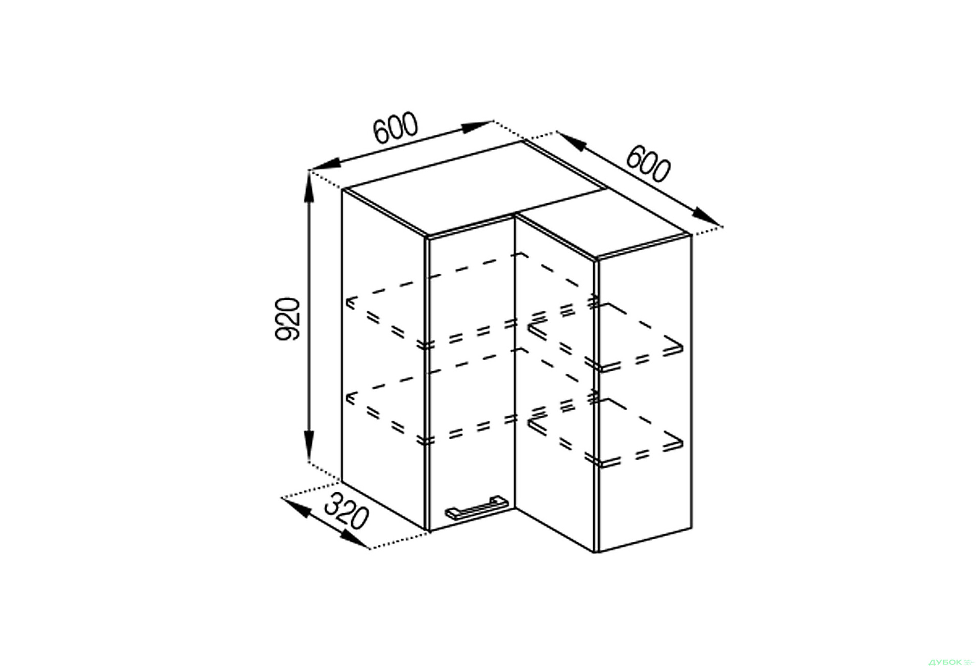 Зображення 1 - В 60x60 кут прямий (h-920) Марта Лак Світ Меблів
