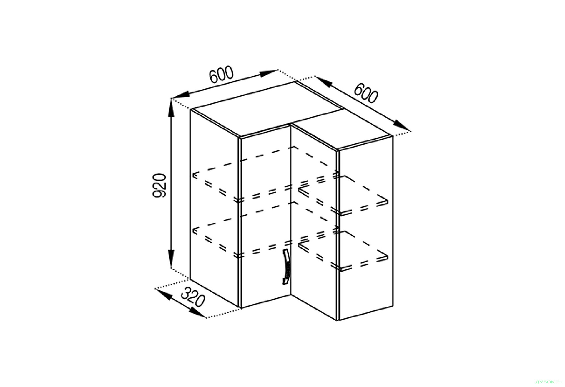 Изображение 1 - В 60x60 угол прямой (h-920) Оля Svit Mebliv