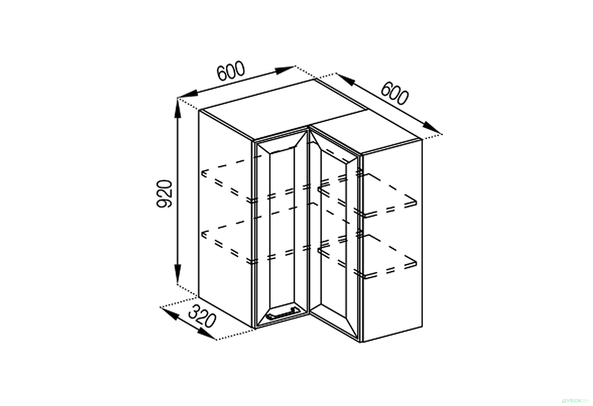 Изображение 1 - В 60x60 угол прямой (h-920) Марго Svit Mebliv