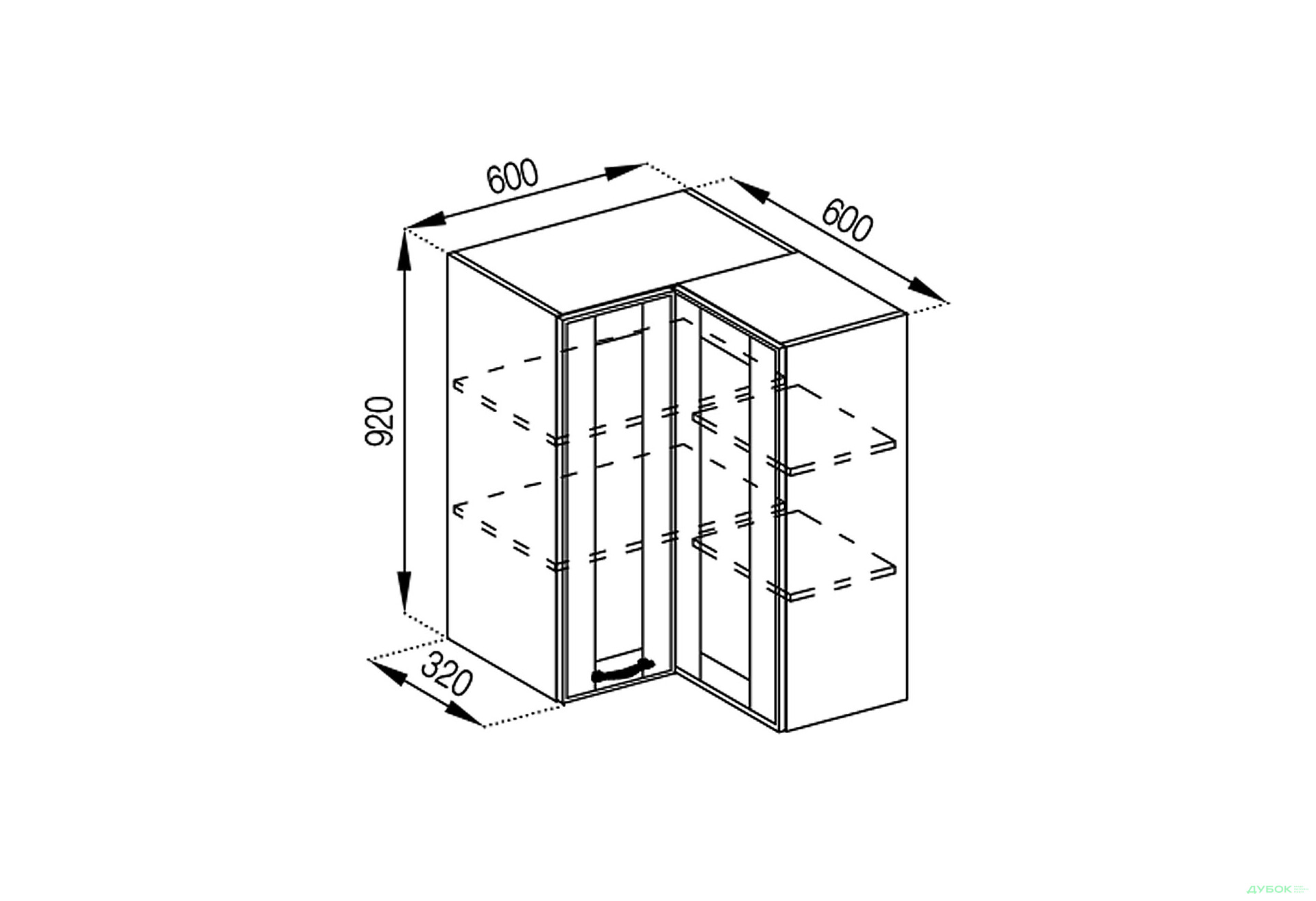 Зображення 1 - В 60x60 кут прямий (h-920) Домініка Світ Меблів