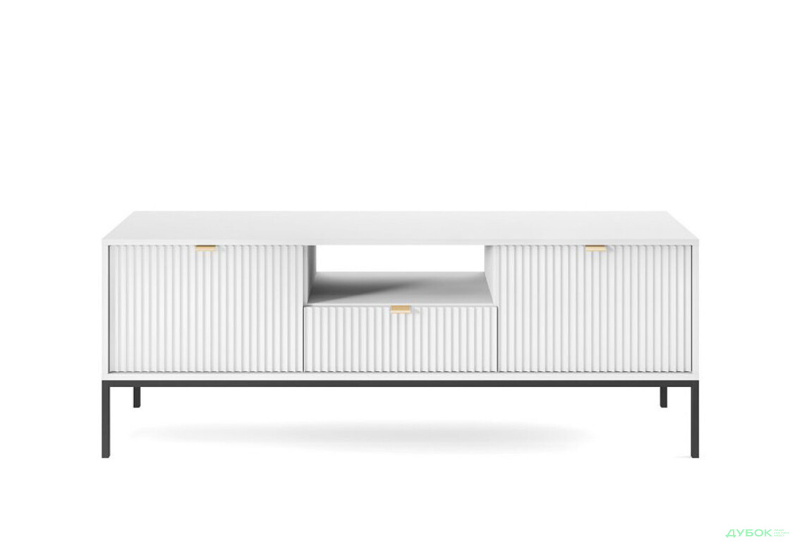 Тумба під ТВ Perfect Home Нова / Nova з 2 дверками, шухлядою та поличкою 154 см, білий, чорні ніжки - Зображення 2 Зображення 2 - Тумба під ТВ Perfect Home Нова / Nova з 2 дверками, шухлядою та поличкою 154 см, білий, чорні ніжки